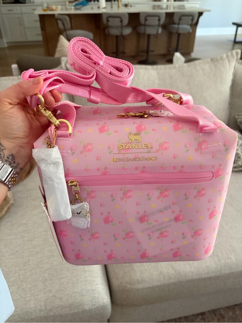 LoveShackFancy x Stanley Pink Floral Crossbody Bag with Gold Hardware - Picture 2 of 4